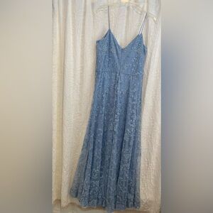 Ice Blue Sparkly Sequins and Finely Beaded Full Length Gown